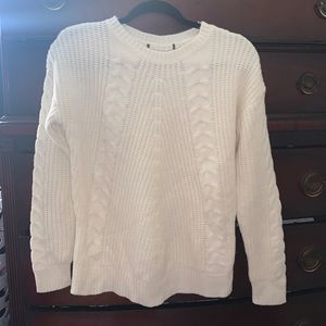 Forever 21 Cream Cable Knit Full Length Sweater